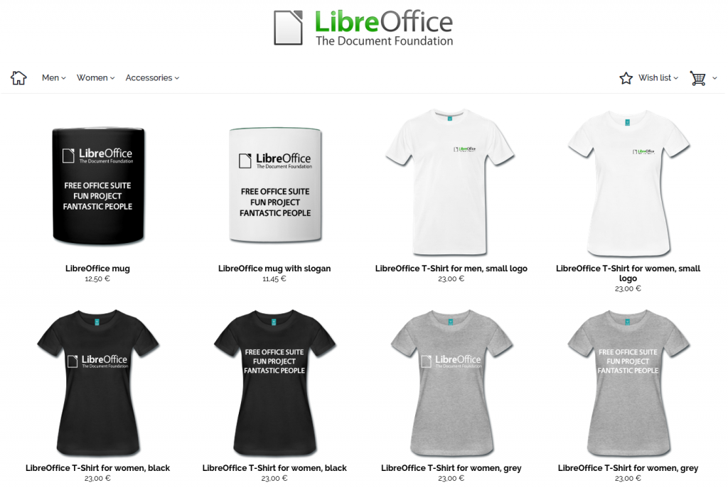 LibreOffice merchandising is available from The