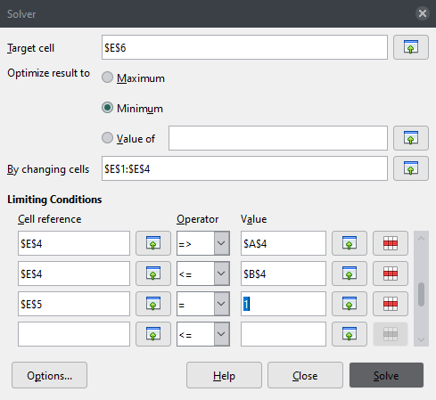 LibreOffice solver