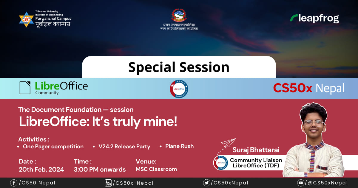 Info banner about LibreOffice special session for Nepali community