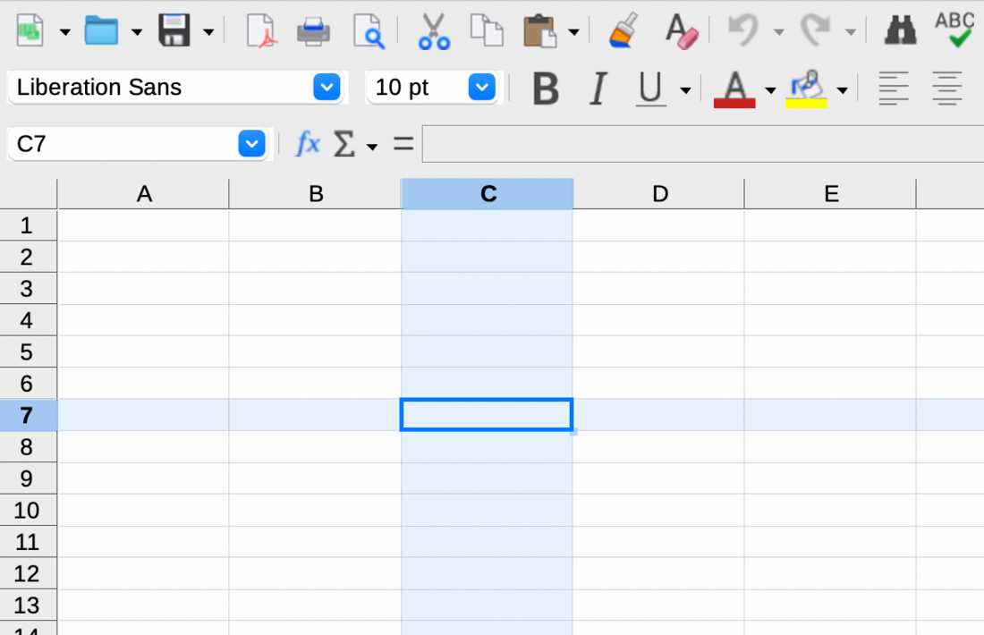 Active cell highlighting in LibreOffice Calc