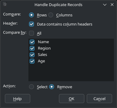 Screenshot of Handle Duplicate Records dialog